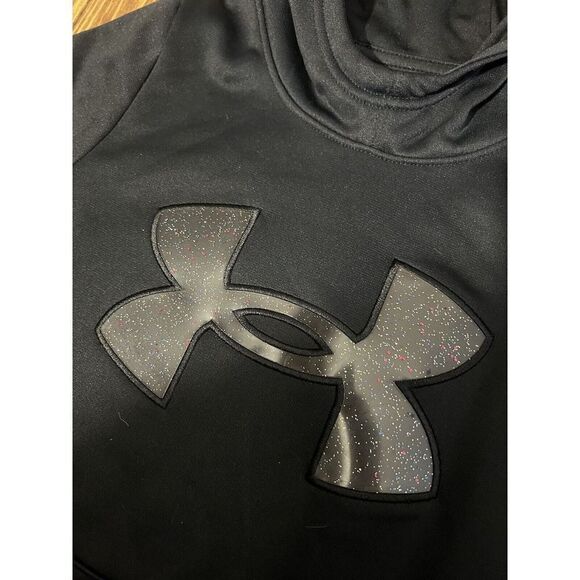 Under Armour Girls Hoodie  Loose Black Glitter Logo - Picture 3 of 7